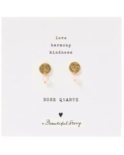 A Beautiful Story Mini Coin Quartz Gold Earrings - White