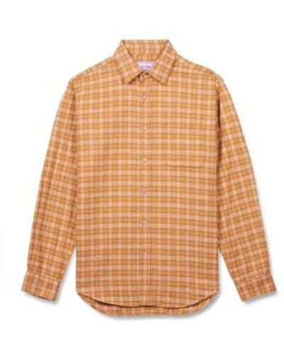 Portuguese Flannel Marl Check Shirt Ginger - Marrone