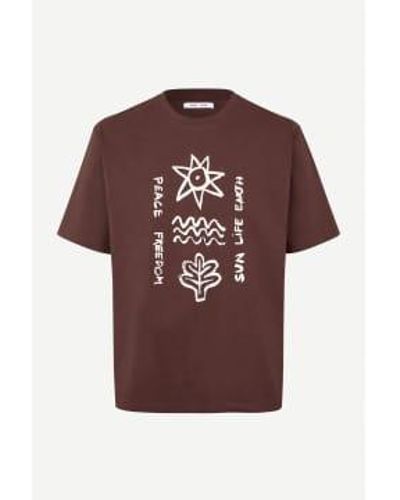 Samsøe & Samsøe 11725 Sawind Unisex T Shirt Size Xs - Brown
