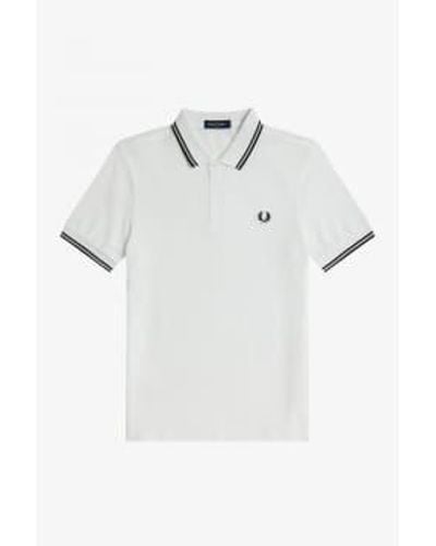 Fred Perry Slim fit twin tipped polo black black - Blanco