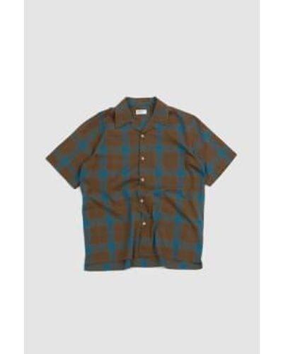 Universal Works Camp Shirt Seasand Taki Check S - Green