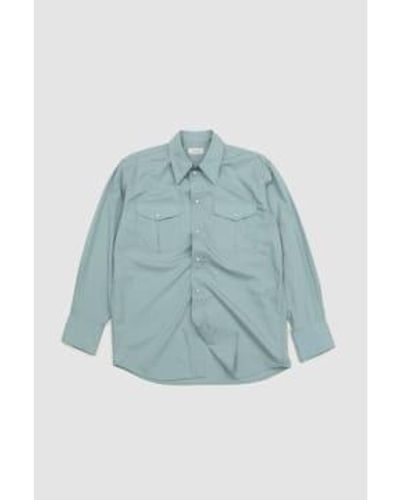 Lemaire Western Shirt With Snaps Light - Blu