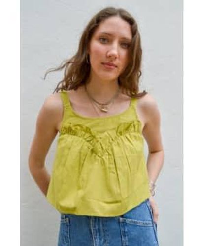 Native Youth Sweetheart Frill Cami Top Xs - Yellow