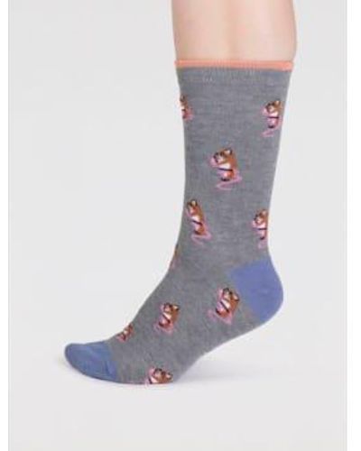 Thought Marle Spw856 Bamboo Animal Socks One Size / - Blue