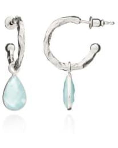 Azuni London Marina Hoop Gemstone Earrings - Metallizzato