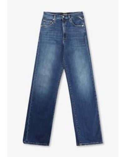 Replay Womens Reyne Straight Leg Jeans In Medium 1 - Blu
