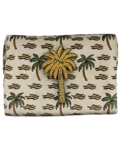 SIXTON LONDON Palm Make Up Bag And Palm Tree Pin Large Recycled Velvet - Metallizzato