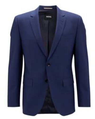 BOSS Stretch Virgin Wool Slim Fit Suit - Blu