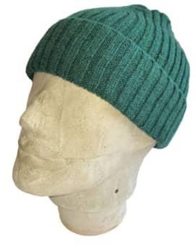 Merchant Menswear Ribbed Lambswool Beanie Cossack / One Size - Green