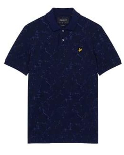 Lyle & Scott Splatter Print Polo Shirt Navy - Blu