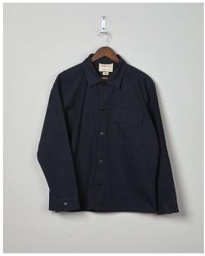Uskees Mens Organic Lightweight Buttoned Overshirt Midnight - Blu