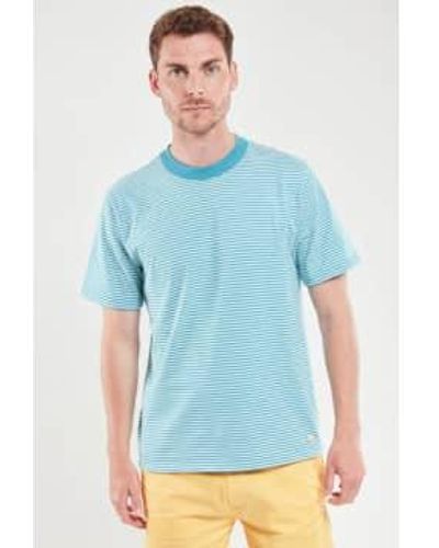 Armor Lux 59643 heritage striped t -shirt in pagodenblau/milch