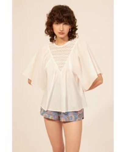 Antik Batik Camiseta Dalhia Ss22 - Blanco