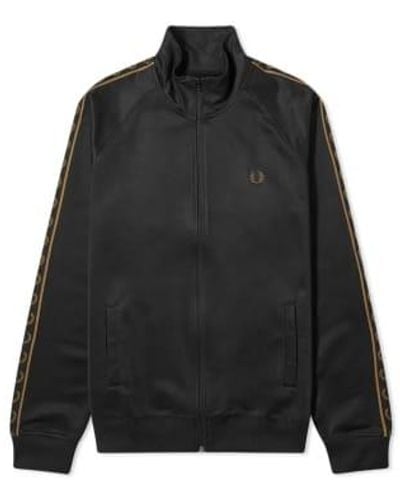 Fred Perry Contrast Taped Track Jacket & Warm Stone S - Black
