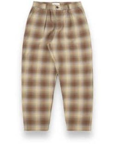 Universal Works Pleated Track Pant Check Pt Seersucker 30533 - Natural
