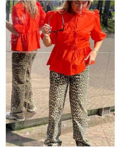 AMBIKA Micah Denim Jeans Leopard S - Red
