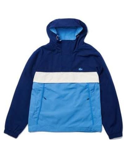 Lacoste Chaqueta jersey con capucha Colourblock Smock - Azul