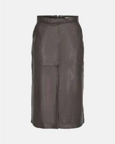 Sofie Schnoor Leather Midi Skirt L - Brown