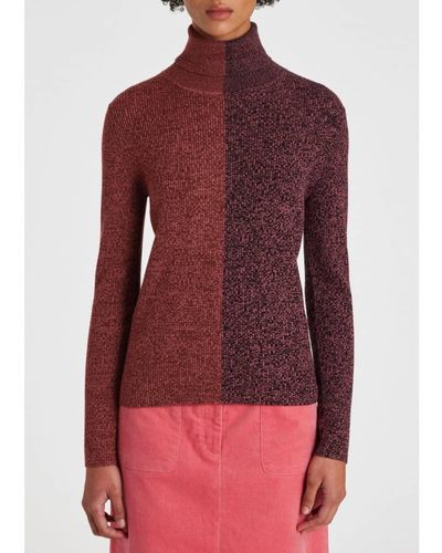Paul Smith Two Color Roll Neck Colar Col: rouge / rose, taille: L
