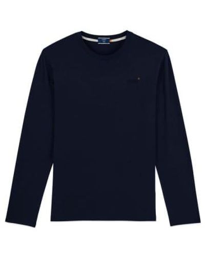 Superdry Label Vintage Embroidery Long Sleeve T Shirt Rich Navy - Blu