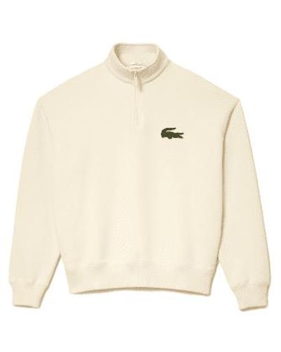 Lacoste jogger Organic Cotton Hight Neck Zipper Sweatshirt S - White