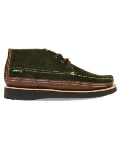 Sebago Botte canoë en daim miwak brun foncé et militaire sombre - Vert