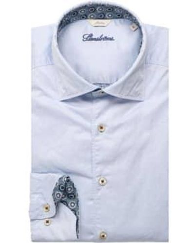 Stenströms Casual Slimline Fit Sky Shirt With Contrast Details 7747210526100 M - Blue