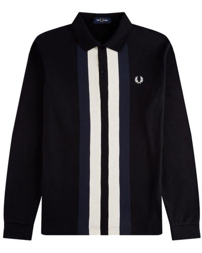 Fred Perry Reissues Striped Long Sleeve Polo Shirt - Nero