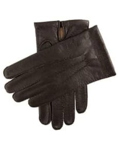 Dents Kent Imitation Peccary Leather Gloves L - Brown