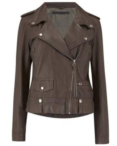 Mdk Bungee Cord Seattle New Thin Leather Jacket - Marrone