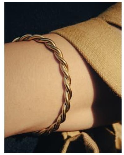 Nordic Muse Bracelet manchette torsadé doré, imperméable - Noir