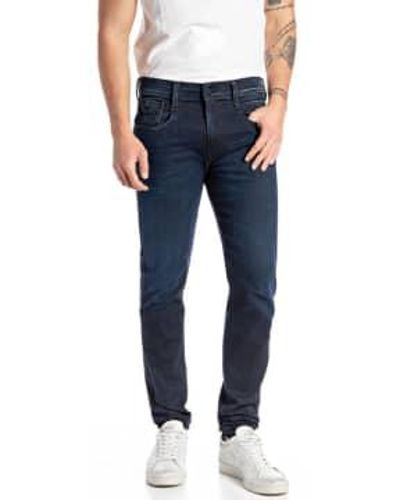 Replay Hyperflex re usó anbass slim tapered jeans - Azul
