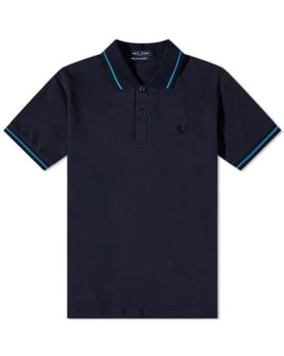 Fred Perry Réuissues Twin Twin Twin Polo Navy, King Fisher & Noir - Bleu