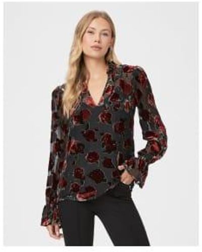 PAIGE Laurin velor roses print blouse taille: l, col: multi - Multicolore