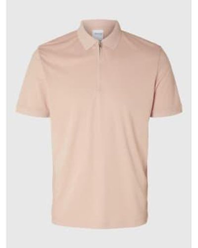 SELECTED Fave Polo Shirt In Cameo - Neutro