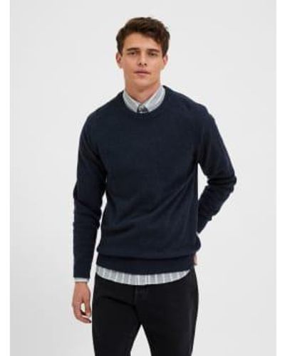 SELECTED Suéter marino en lana - Azul