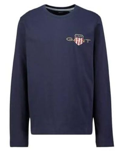 GANT Med Archive Shield LS Camiseta - Azul