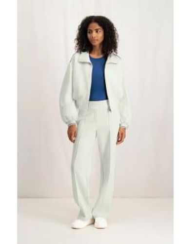 Yaya Pantalon jambe large en jersey avec taille élastique et détails la couture - Blanc