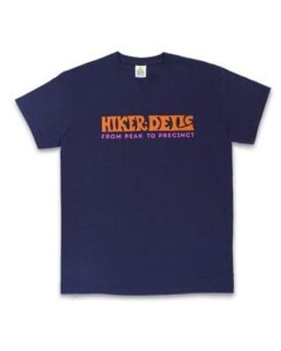 Hikerdelic Text T Shirt Navy Orange Pink S - Blue