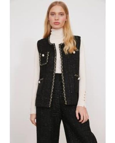 Jovonna London Malak Tweed Vest Jacket - Nero