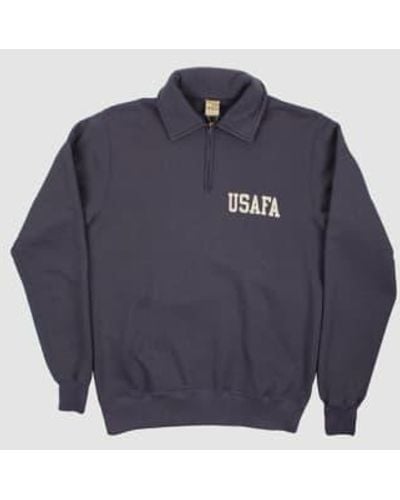 Buzz Rickson's Usafa Half Zip Sweatshirt - Blue