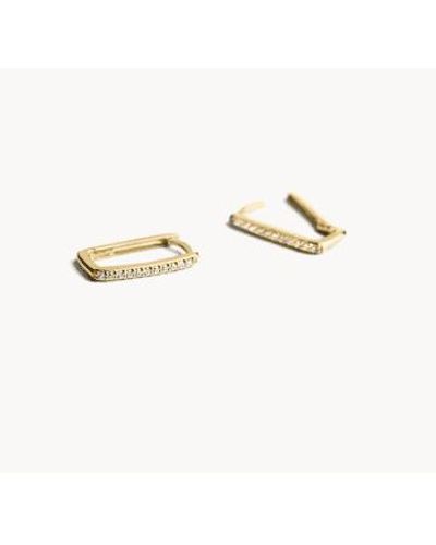 Blush Lingerie 14k Gold & Zirconia Rectangular Hoop Earrings - Metallic