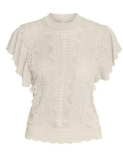 Y.A.S Yas Or Kila Ss Knit Pullover Birch - Bianco