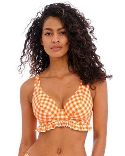 Freya Check In Uw High Apex Bikini Top In Zest - Arancione