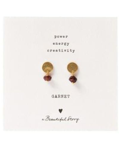 A Beautiful Story Mini Coin Garnet Earrings Onesize / - White