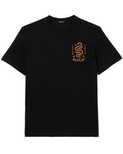 Replay Camiseta serpiente garaje personalizada - Negro