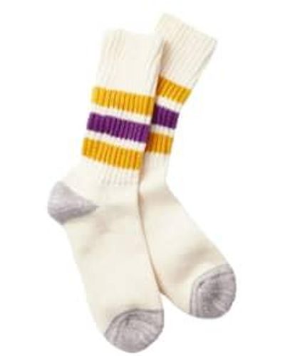 RoToTo Old School Ribbed Socks / Purple - Metallic