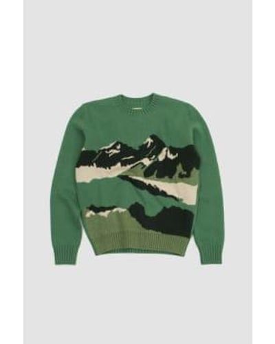 De Bonne Facture Jacquard Mountain Sweater S - Green