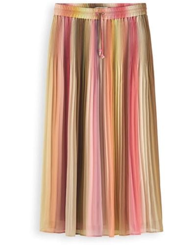 Scotch & Soda Pleated Rainbow Chiffon Skirt - Pink