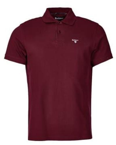 Barbour Tartan Pique Polo Shirt Ruby 1 - Rosso